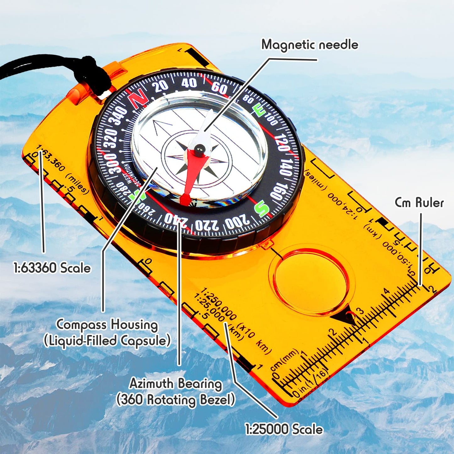 Orienteering Compass Hiking Compass Outdoor Navigation Survival Compass Waterproof Map Reading Backpacking Compass Kids Camping Gear for Women Men Gifts, 4 Colors (12 Pieces)