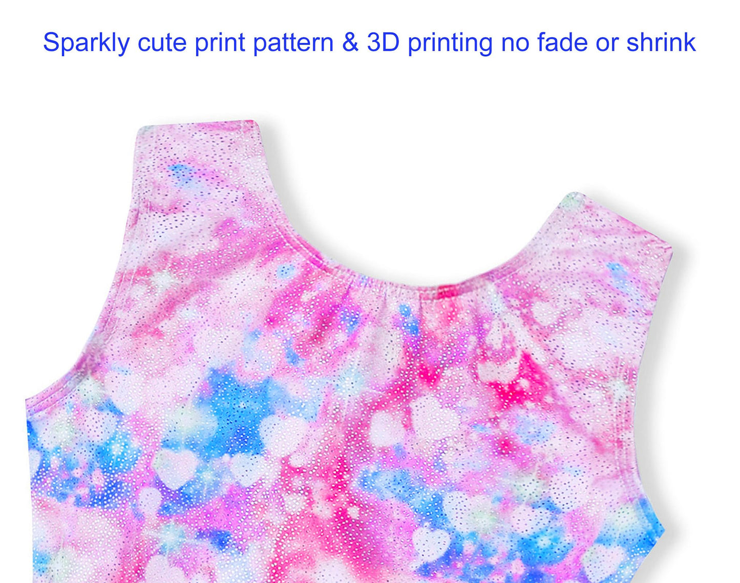Domusgo Toddler Girls Gymnastics Leotards Size 2t 3t Glitter Purple Pink Love Heart Sleeveless Tank Biketard