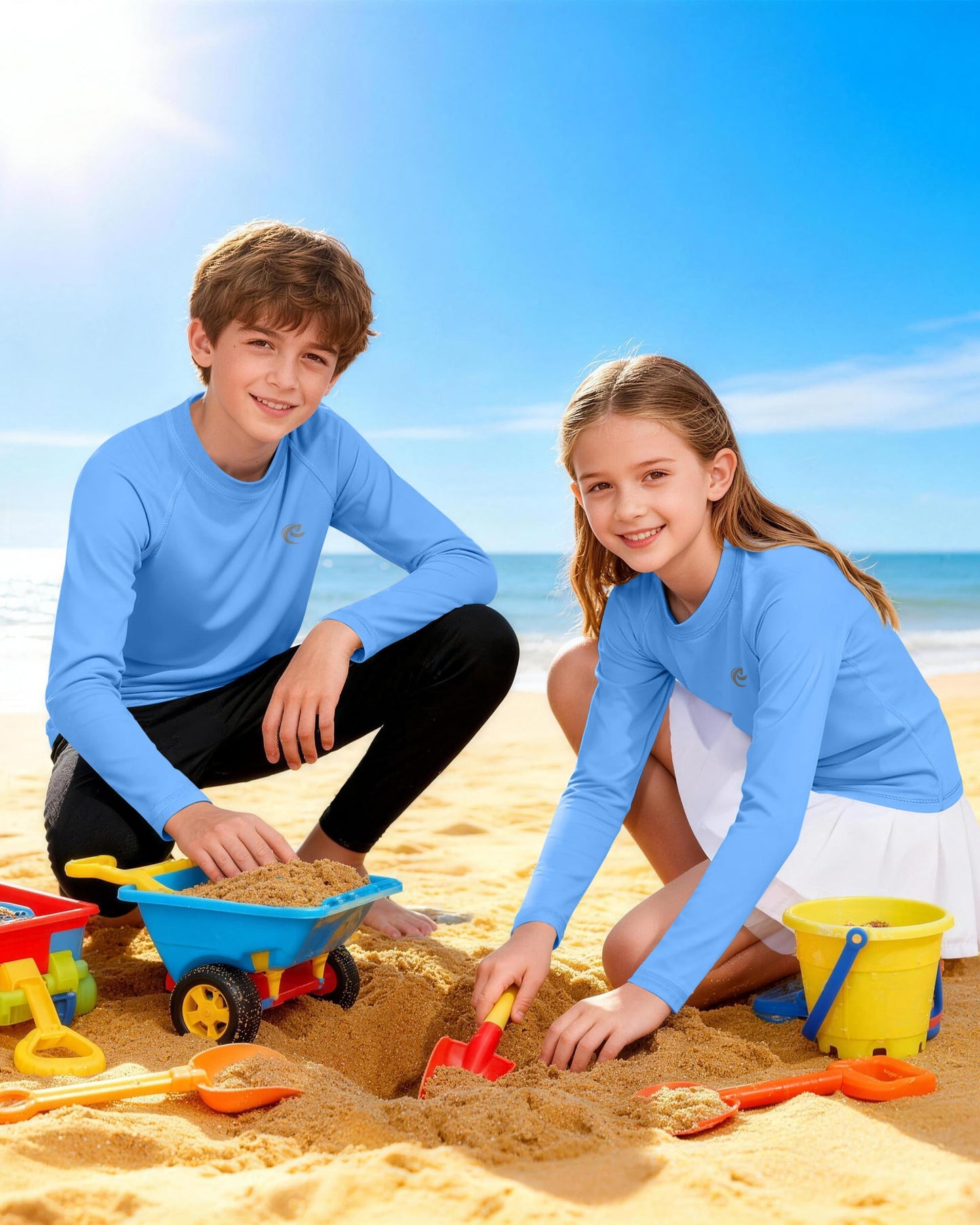Boys UPF 50+ Swim Shirt Long Sleeve, 1 or 2 Pack UV Sun Protection Rash Guard, Youth Kids SPF Water Shirts for Beach Surf