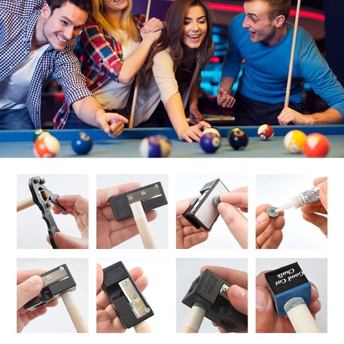 ZHIYUEJING 27 Pcs Pool Cue Tips Replacement Kit,11-in-1 Pool Cue Tip Shaper,Pool Stick Tips Replacement Kit,Pool Cue Repair Tip for Billiards Enthusiastsm