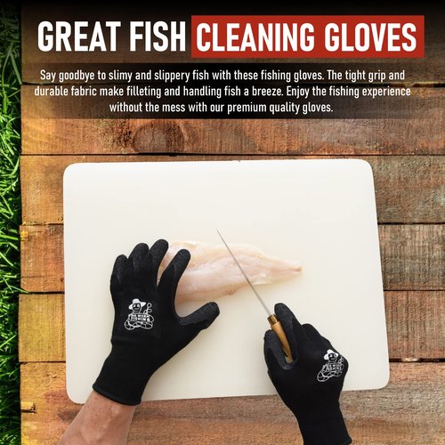 Fish Handling/Cleaning Gloves Textured Grip Palm Soft Lining Fillet Gloves ??One Size Fits Most L to XL