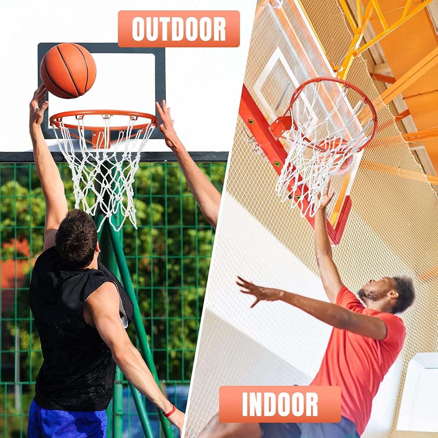 Y8HM 2Pcs Heavy Duty Basketball Net Replacement Fits Standard 12 Loop Basketball Hoop Net for Indoors and Outdoors Gym Equipment (White)