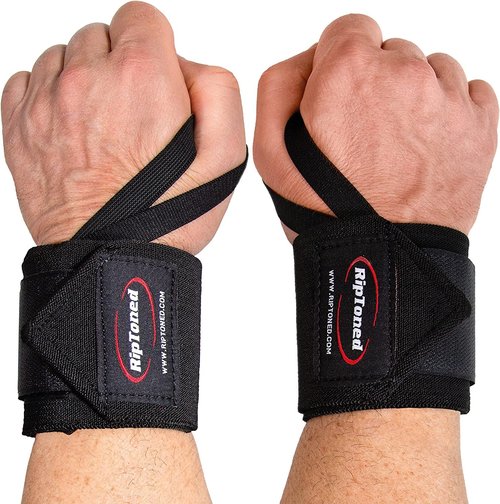 Rip Toned 18" Stiff Wrist Wraps for Maximum Support – Adjustable & Machine-Washable Wrist Straps for Weightlifting & Heavy Workouts – USPA Approved for Men & Women – Black