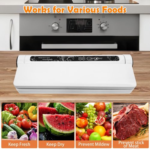 ZIYUNXUAN Vacuum Sealer Machine for Food - Automatic Dry/Wet Food Saver with Digital Display, One-Touch Operation, 11.6" Seal Bar for Meat, Seafood, Fruits & More (Includes 20 Vacuum Bags)