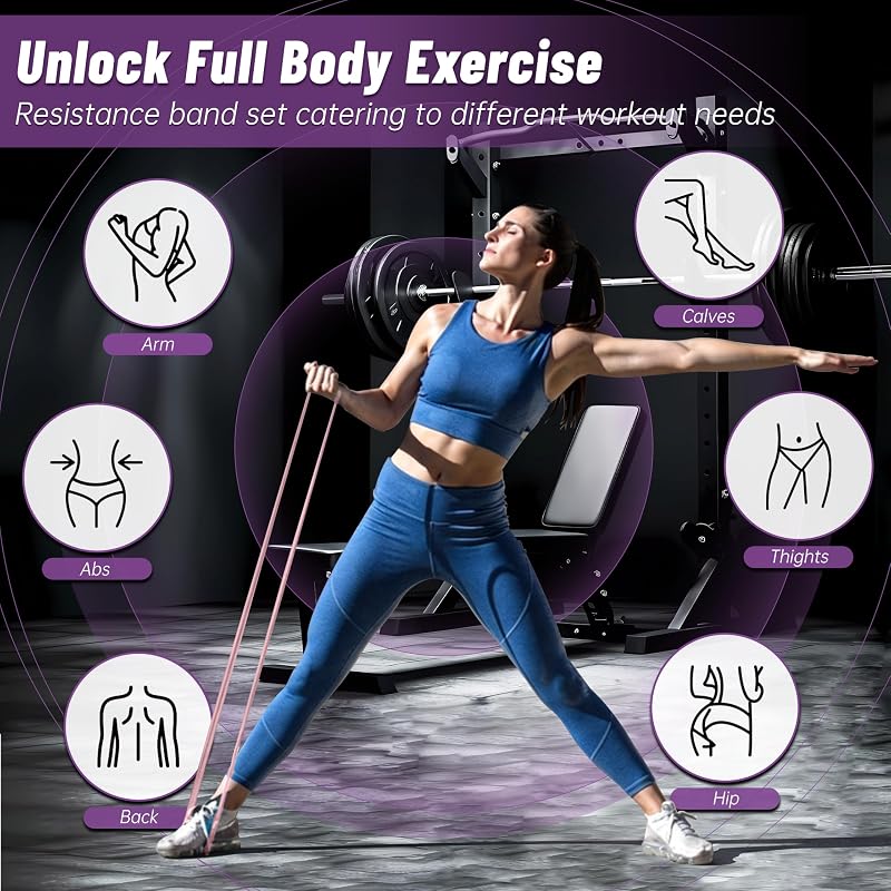 4-Level Resistance Bands Set with Purple Gradient — Pull Up Assistance Bands