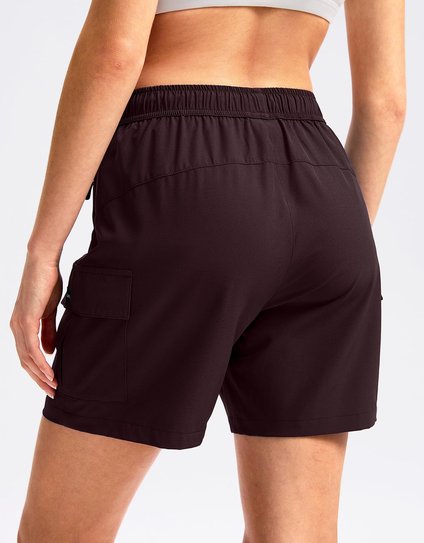 SANTINY Women's 5''/ 7''/9'' Hiking Cargo Shorts Quick Dry Lightweight Summer Shorts for Women Athletic Golf Zipper Pockets(Wine_XXL)