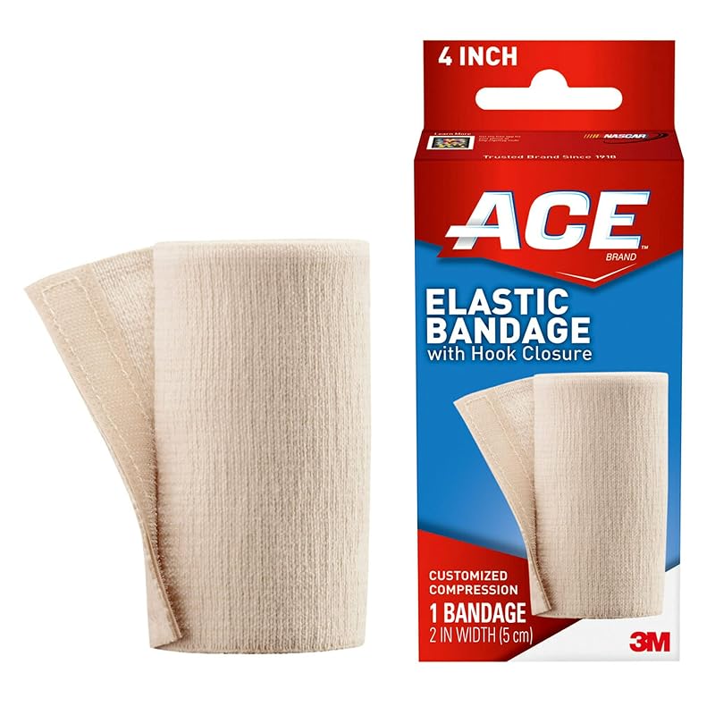ACE Brand Elastic Bandage with Clips – 4" Adjustable Support Wrap, One Size