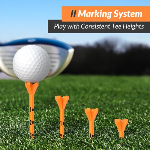 EAGLE WORK Plastic Golf Tees with Thickened Shaft, Pack of 150 (3-1/4" & 1-1/2"), 4-Prongs Head Design to Reduce Friction & Side Spin, The Ultimate Gift for Golfers