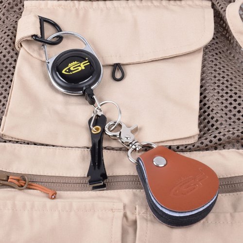 SF Fly Fishing Zinger Retractor with Retractable Measuring Tape Style for Anglers Tools and Gears Holder Combo Black