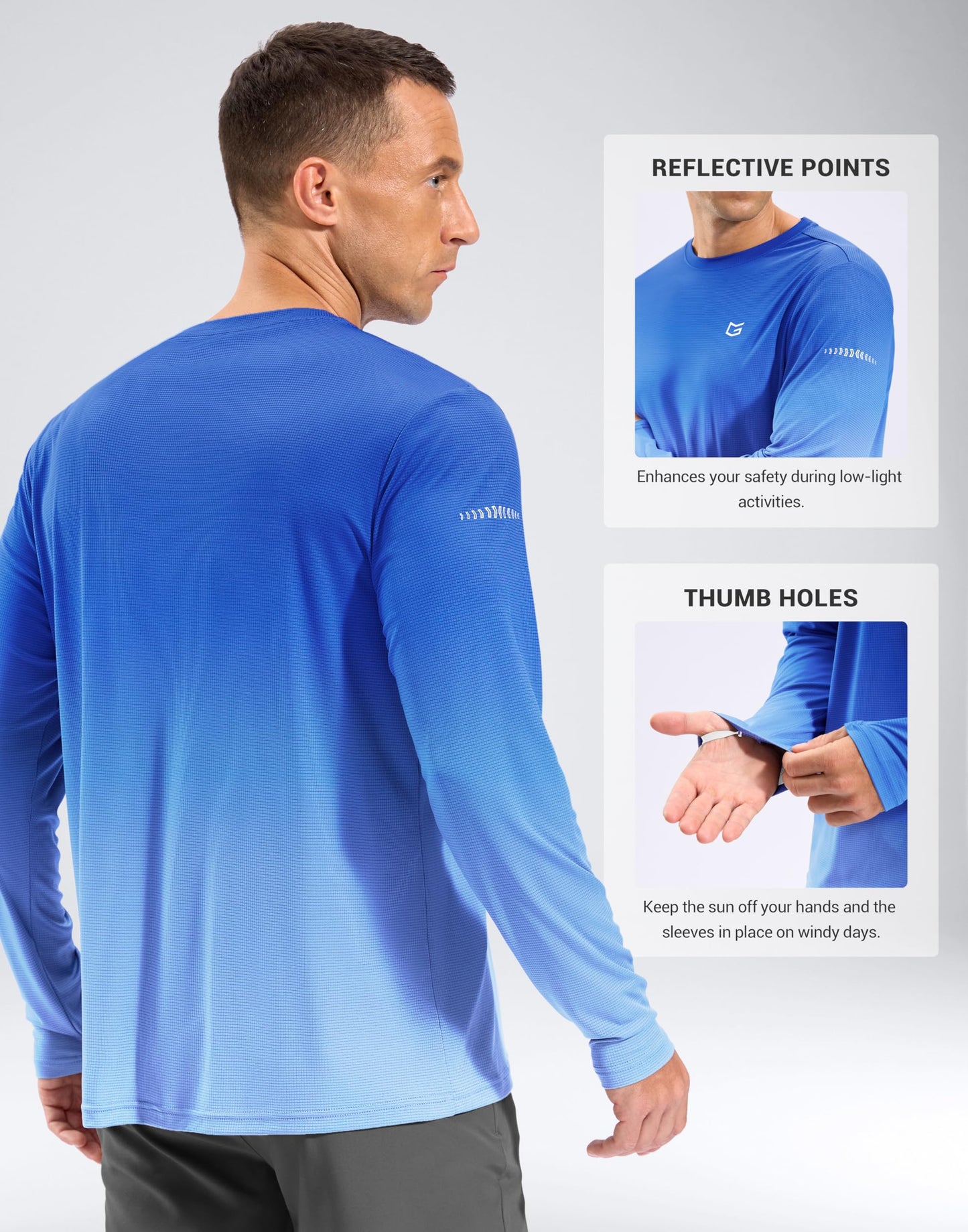 Men's Sun Protection Long Sleeve Shirts UPF 50+ Rash Guard Swim Lightweight Cooling UV SPF Shirt Fishing Workout Quick Dry