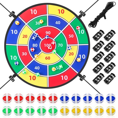 Lunmon 29" Trampoline Dart Board Game Accessories, Toss Game with 20 Sticky Balls - Indoor & Outdoor Sport Fun Trampoline Outdoor Party Accessories for Birthday Gifts(100 Score)