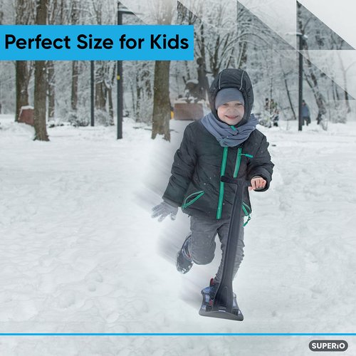 Superio 2 Pack Kids Snow Scooter, Ski Scooter, Snowboard, Snow Sled, Sledge Folding Sliding Ski Snowboard with Grip Handle (Black)