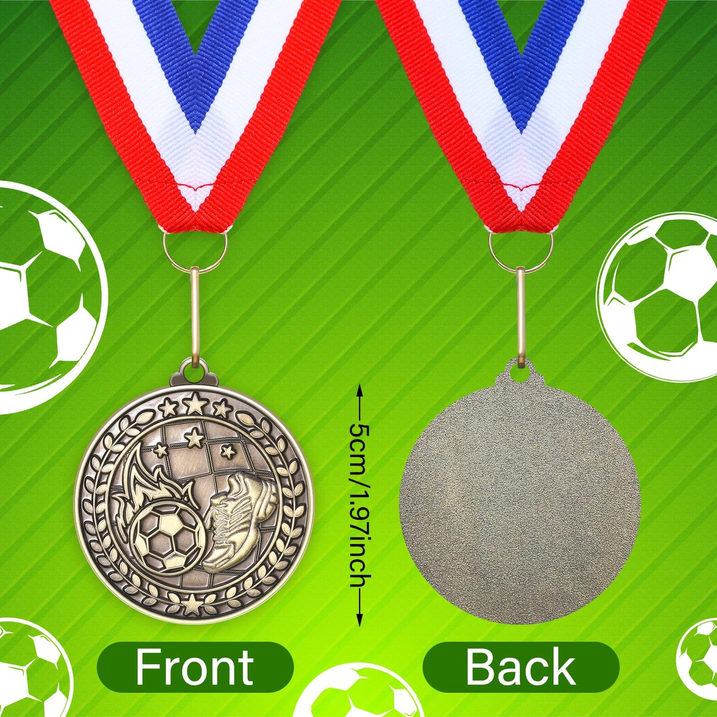 Remuuly 30 Pcs Gold Medals Bulk 2'' Basketball Soccer Baseball Volleyball Football Lacrosse Kickball Cheer Bowling Trophy Medals for Awards for Sports Participation Winner Gift(Gold,Soccer)