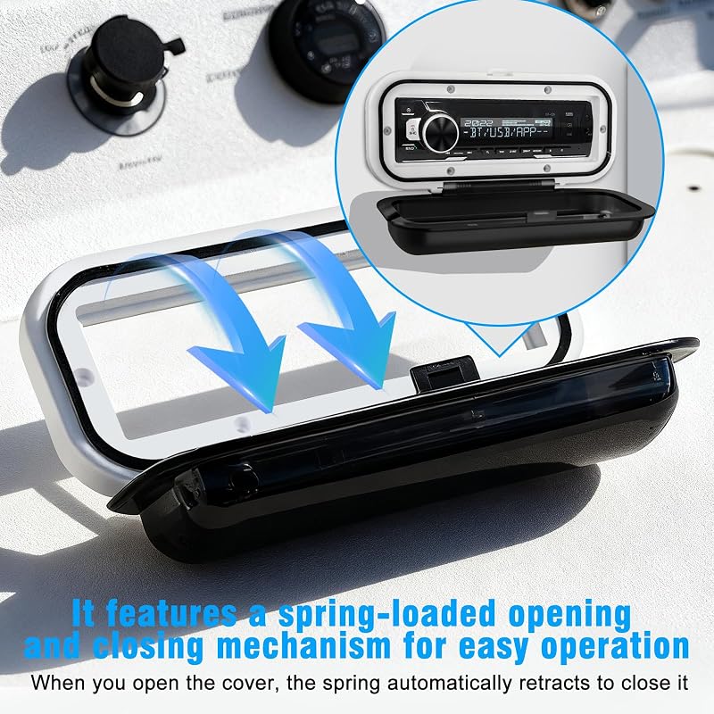Herdio Marine Radio Cover, Water-Resistant, Smoke-Tinted Flip-Open Door