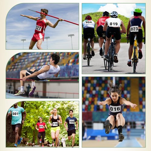 Honoson 100 Pcs Adhesive Race Bib 7.5” x 6” Competition Number Bib Adhesive Running Race Number for Marathon Cross Country Running Cycling Mountain Climbing