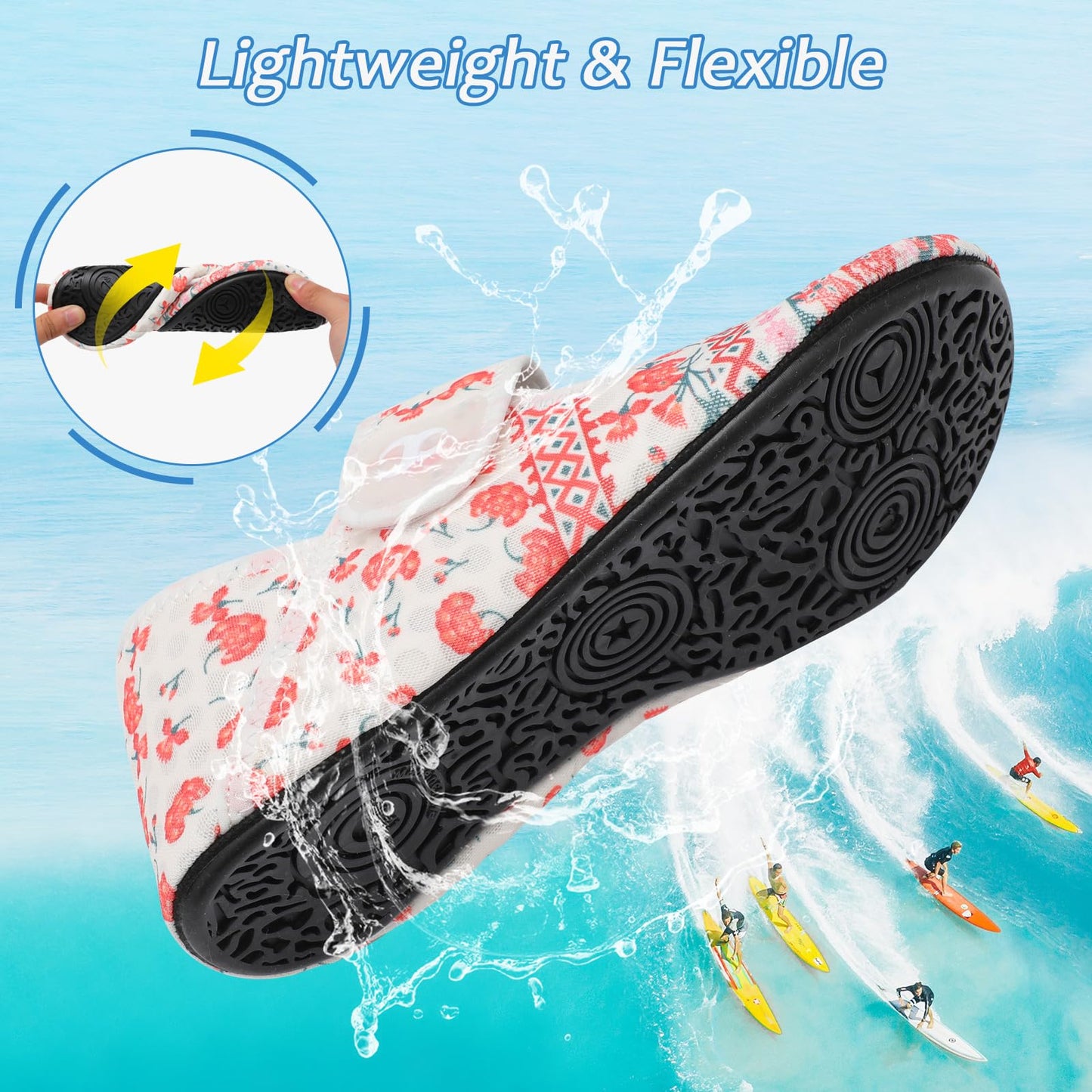Women's Water Shoes Adult Beach Pool Swim Shoes Barefoot Aqua Socks Yoga Shoe for Women Summer Swimming Shoes Beach Water Sandals Size