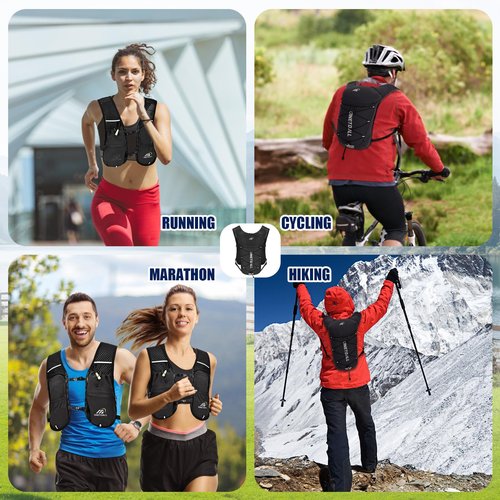 ONETOALL Running Vest for Women & Men, Lightweight 150g Hydration Backpack, 6L Pack for Trail Running, Marathon, Hiking, Cycling, Jogging, Adjustable Fit