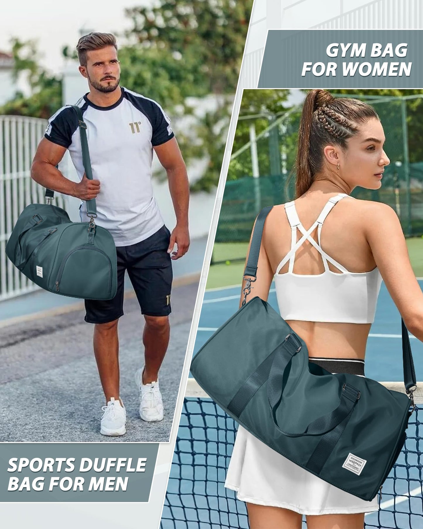 Gym Bag for Women Men with Shoe Compartment,Small Travel Duffle Bags for Traveling Overnight Weekender Bag Personal Item Travel Bag Large Sport Bag Workout Bag Peacock Blue