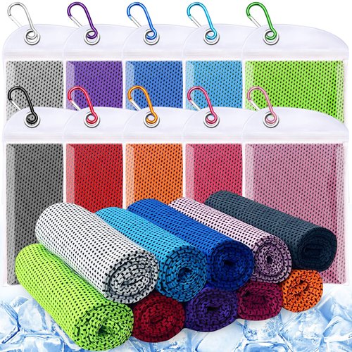 Kuihaazi 10 Pack Cooling Towels,40"x12" Neck Face Cooling Towels,Soft Breathable Chilly Towel for Women,Men,Sport,Yoga,Golf,Gym,Camping,Running,Fitness