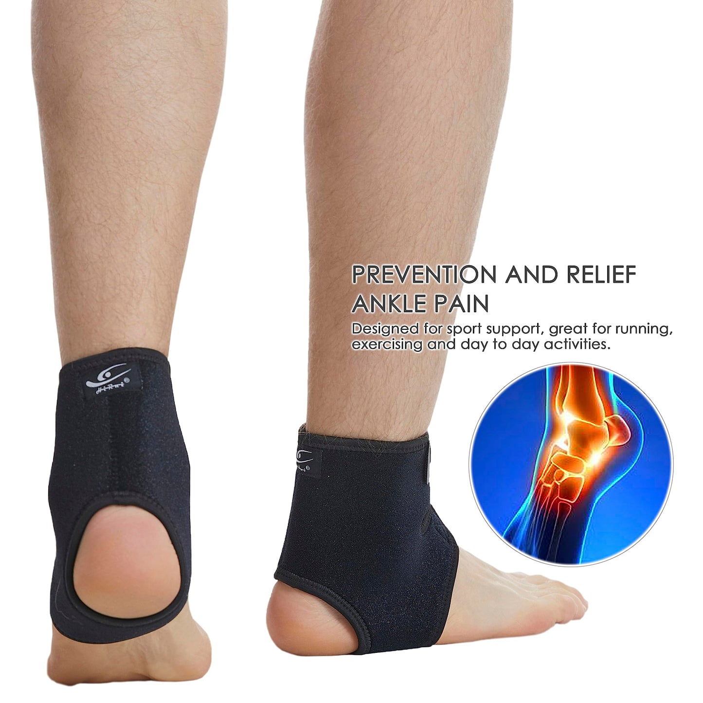 HiRui Ankle Support Brace Ankle Wraps for Men Women, Compression Ankle Brace Breathable Neoprene Sleeve Lightweight High-elastic Stabilizer for Running Sprains Arthritis (Medium (Pack of 2))