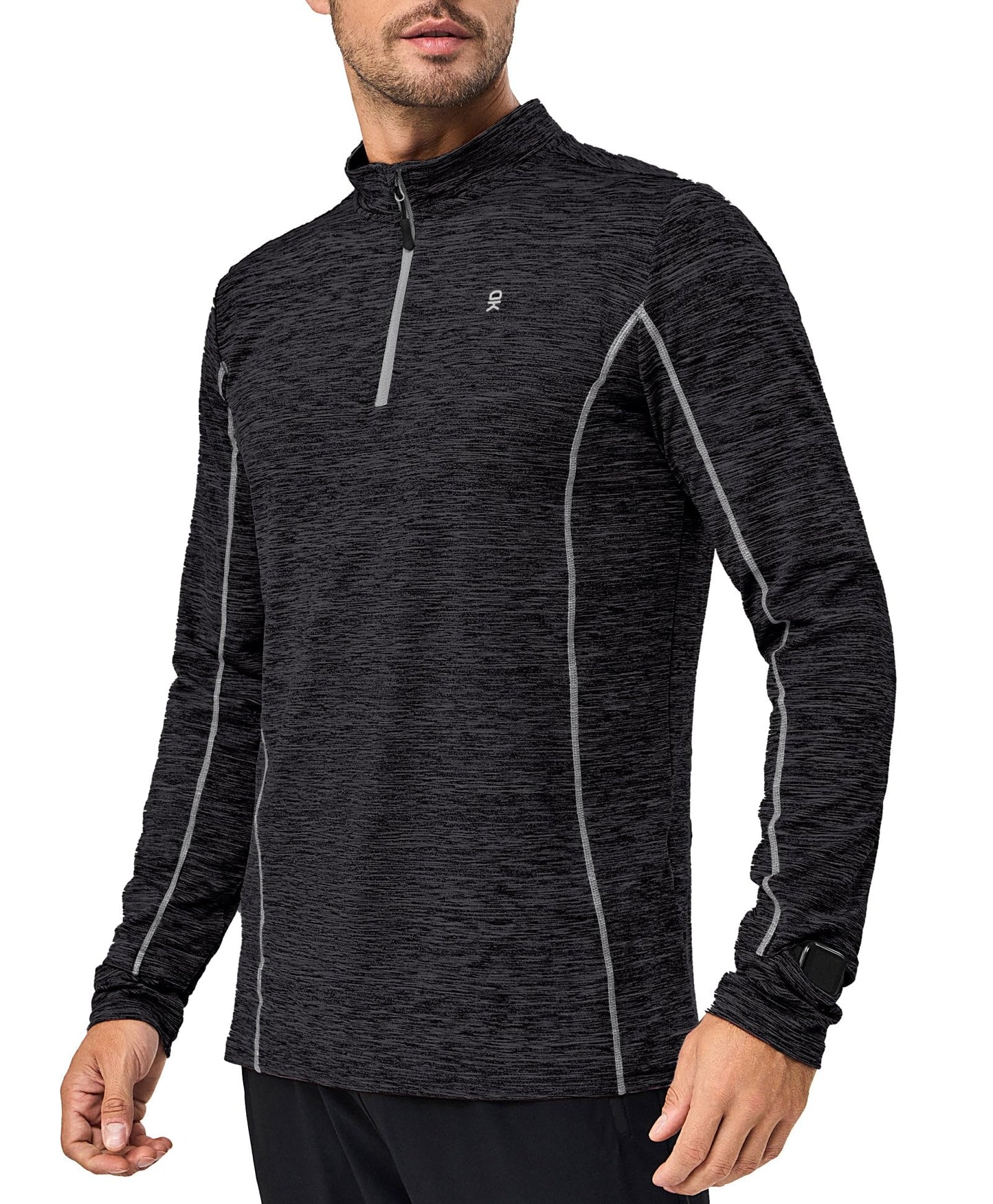 Little Donkey Andy Men's 1/4 Zip Pullover UPF 50+ Long Sleeve Moisture Wicking Golf Shirts Lightweight Athletic Workout Shirt (Black Heather L)