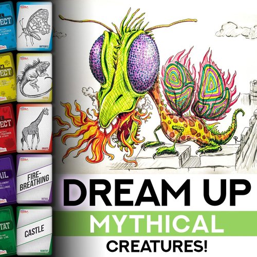 Mythical Creatures Drawing Art Prompts for Kids to Sketch Funny Animals Together! 150 Prompt Cards, Millions of Weird Ideas. Creative Games for Tweens, Teachers, Teens, Family Fun Artsy Imaginations!