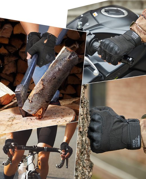 KEMIMOTO Fingerless Tactical Gloves for Men, Motorcycle Gloves for Outdoor Work Sports, Fingerless Cycling Gloves for Hunting Hiking Camping