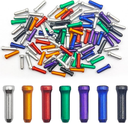 100 Pcs Bike Cable End Caps, Silver Cable End Crimps, Derailleur Cable Tips, Bike Brake Cable End Tips, Alloy Bicycle Wire End Caps, Brake Tips Shifter for Road Mountain Bicycle