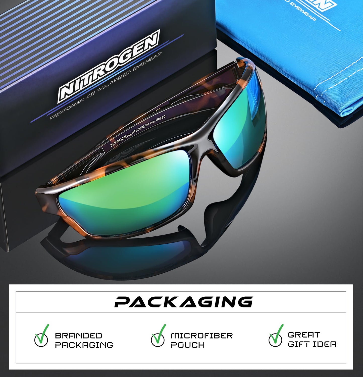 Nitrogen Polarized Wrap Around Sport Sunglasses for Men Women UV400 Driving Fishing Running Sun Glasses