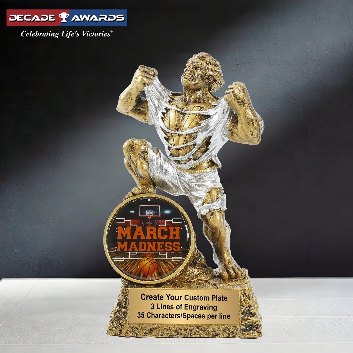 Decade Awards Monster March Madness Trophy - Custom Engraved Beast Mode Basketball Award - Bracket Buster Prize - Tournament Recognition - Customize Now (MM-6.75)