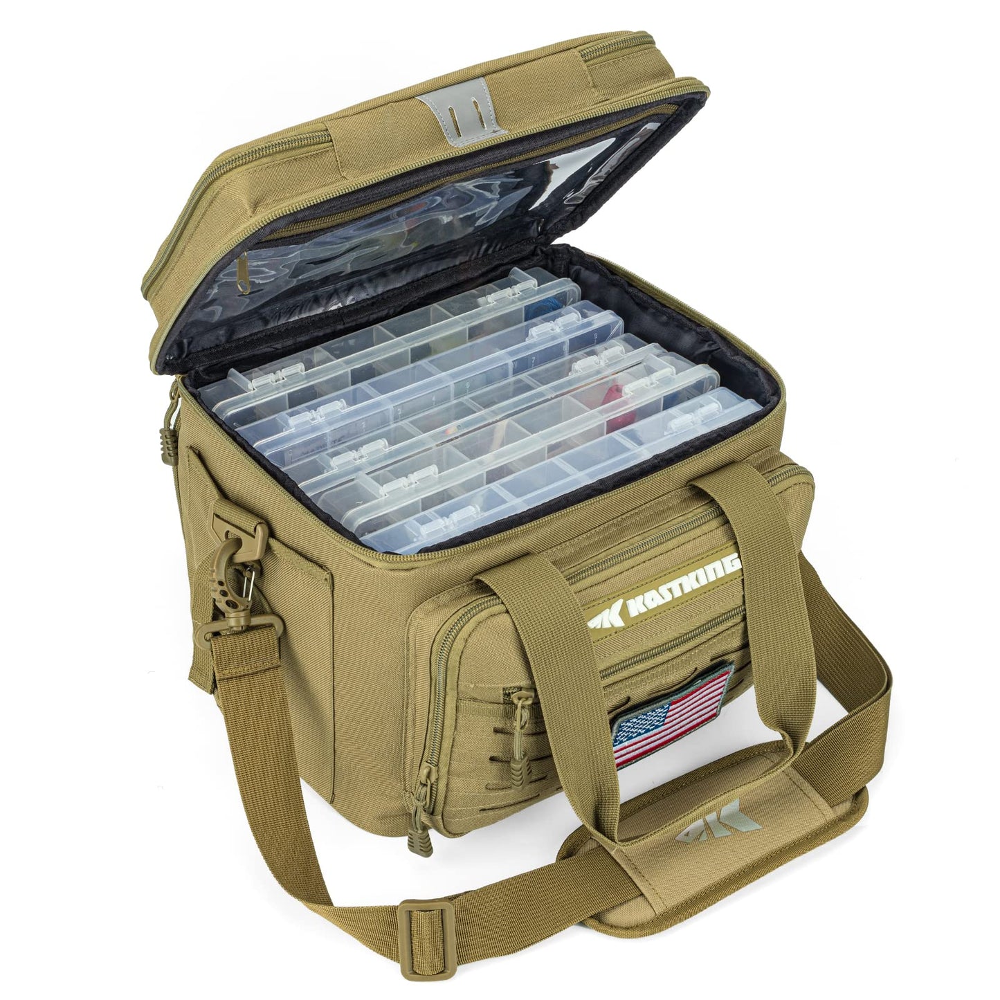 KastKing Karryall Fishing Tackle Bags for Saltwater or Freshwater Fishing - Water Resistant Material - Padded Shoulder Strap - Fishing Gear Storage