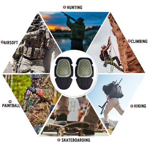 MERJAZ Tactical Knee Pads Inserts for G3 Tactical Combat Military Paintball Hunting Airsoft Pants 1 Pair Protective Gear Army Green