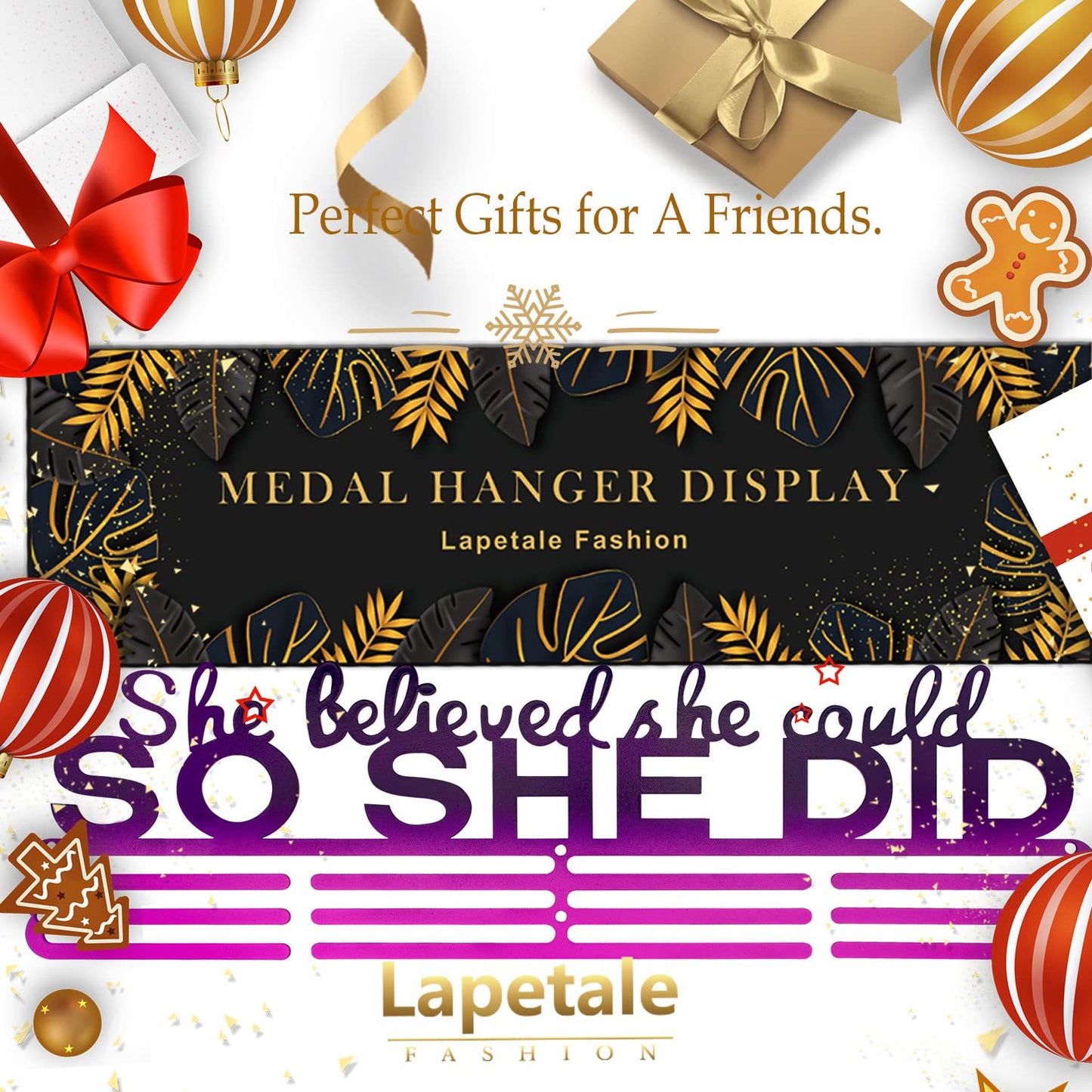 Lapetale Fashion Light Blue Medal Hanger Holder Display Wall Rack Frame Shelf-Medal Hanger Awards Ribbon Cheer,Gymnastics,Soccer,Softball Holder Display Custom Rack
