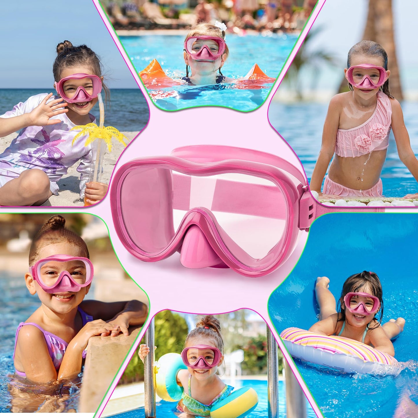 Kids Swim Goggles, Anti-Leak Snork Goggles with Nose Cover & Elastic Fabric Strap, UV Protection Swimming Goggles for Kids Boys Girls