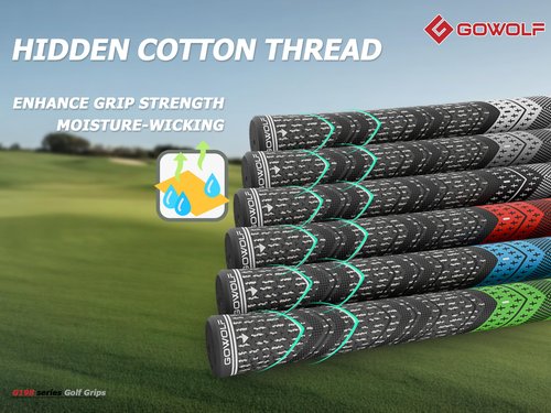 Gowolf Golf Grip Cord Rubber Multi-compound Golf Driver Irons Club Choose 13 Grips with 15pcs Tapes Or Full Kit choose one (Green, Midsize)
