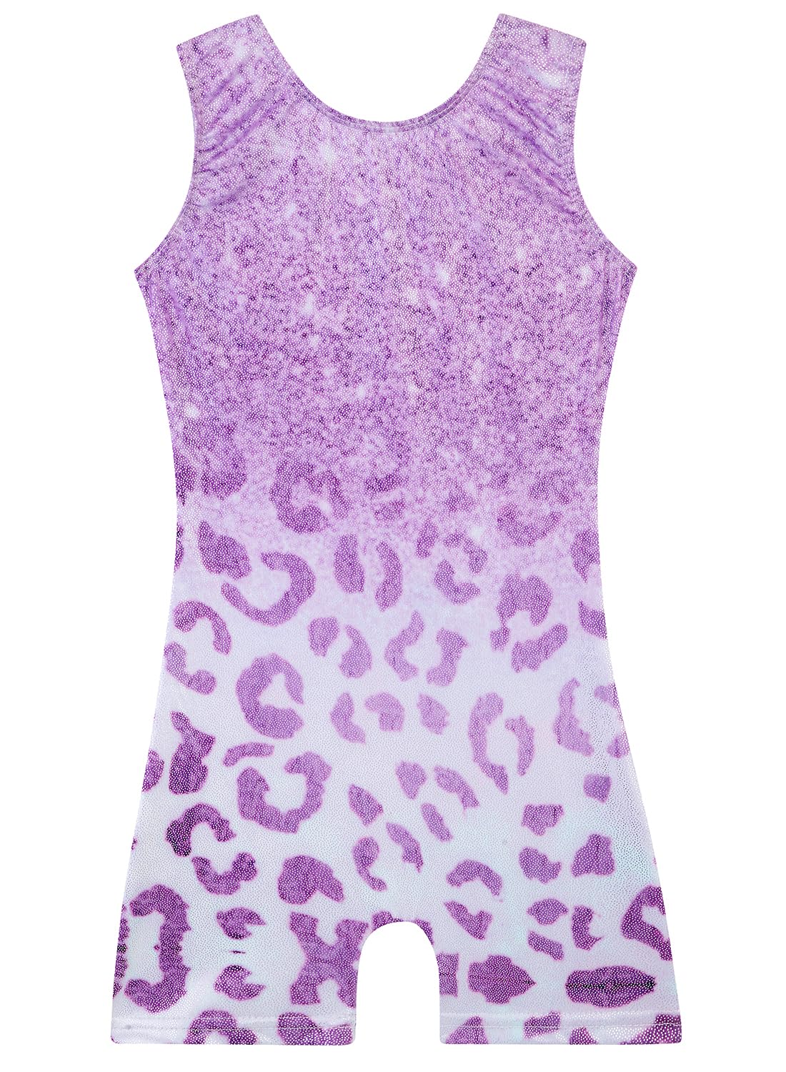 Gymnastics Leotards for Girls Toddler Ballet Dance Tumbling Outfits 9 10 Kids Sleeveless Gymnastic Biketard with Shorts Sparkly Dancwear Unitards Clothes Bodysuit (Purple Leopard, 9-10 Years)