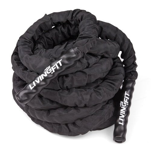 Living.Fit Battle Rope - Braided Construction, Ideal 50 Foot Length, Variable Diameter for Intense Workouts (Canvas Covered, 1.5 Inch Diameter)