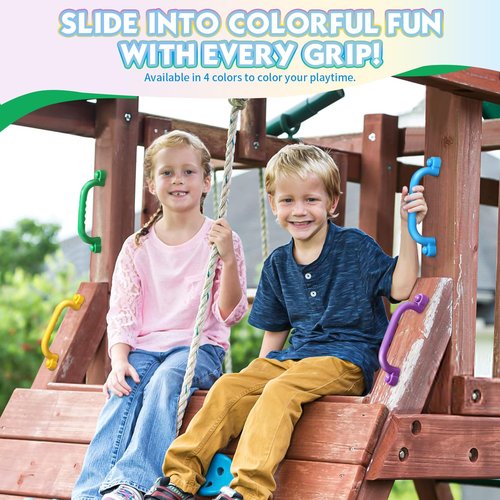 TOPNEW 8Pcs Kids Playground Safety Handles -Swing Set & Climbing Frame Hand Grips, Multi-Color Plastic Grab Bars for Outdoor Playhouse, Jungle Gym, Climbing Frame (Colour Mixing)