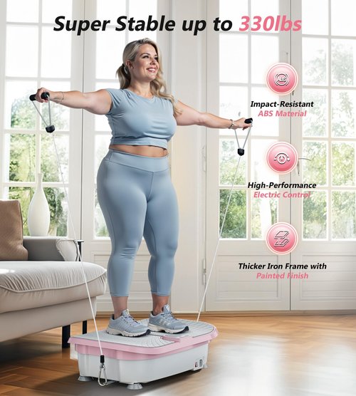 FEIERDUN Vibration Plate Exercise Machine, Vibration Plate for Lymphatic Drainage & Pain Relief, Power Plate with Resistance Bands for Fitness, Weight Loss & Recovery
