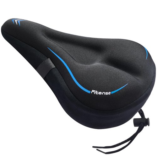 Fitense Bike Seat Cushion, Comfort Bike Seat Cover for Men Women, Exercise Bicycle Seat Cushion Padded Cover Compatible with Peloton, Mountain Stationary Bikes, Blue