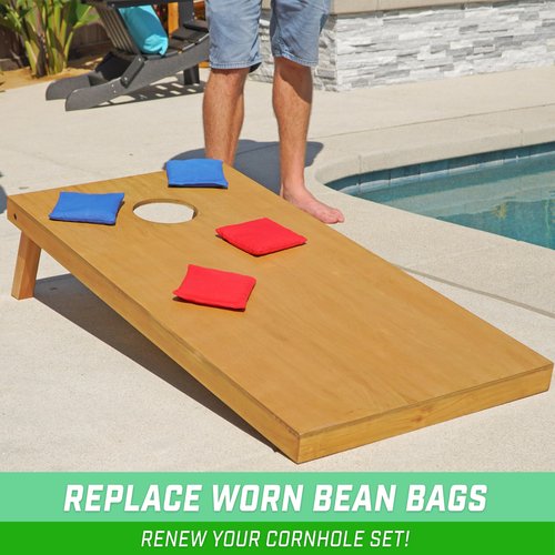 GoSports Official Regulation Cornhole Bean Bags Set (8 All Weather Bags) - Red and Blue