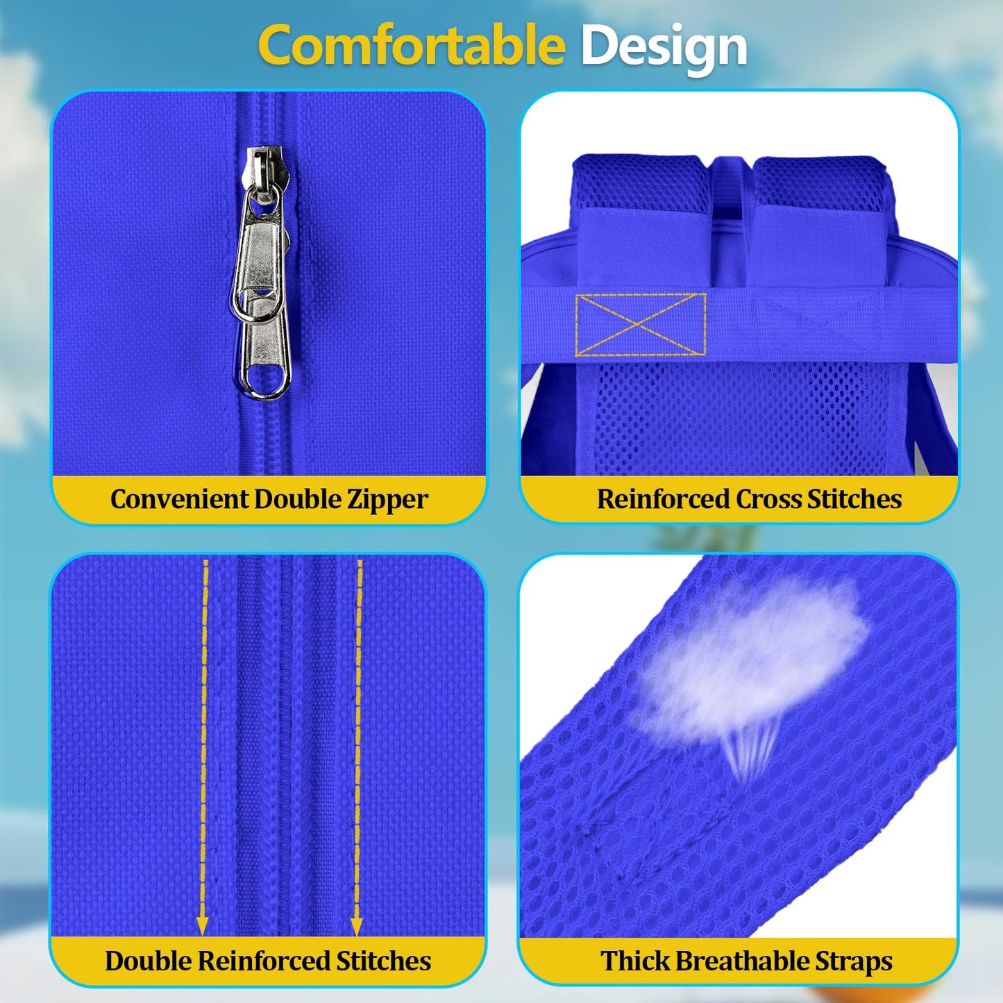BrillaraSymn Heavy Duty Clear Backpack for School, Sturdy Fabric Clear Bookbag, Transparent PVC & Oxford Backpacks with Privacy Pocket for Boys Girls,Men & Women, Blue