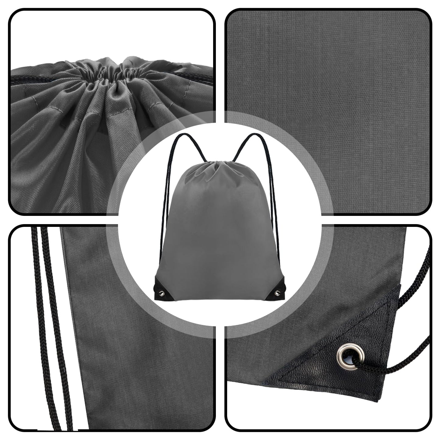 Grneric Drawstring Backpack Bulk 70Pcs String Backpack Drawstring Bags Cinch Bag Sackpack for Men Women Gym(Grey)