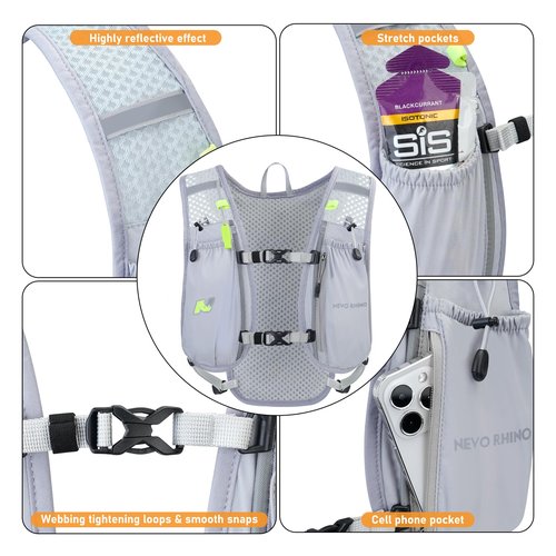 N NEVO RHINO Running Vest,Hydration Vest 5L with 1.5L Water Bladder,Lightweight Hydration Pack Water Backpack for Hiking Race