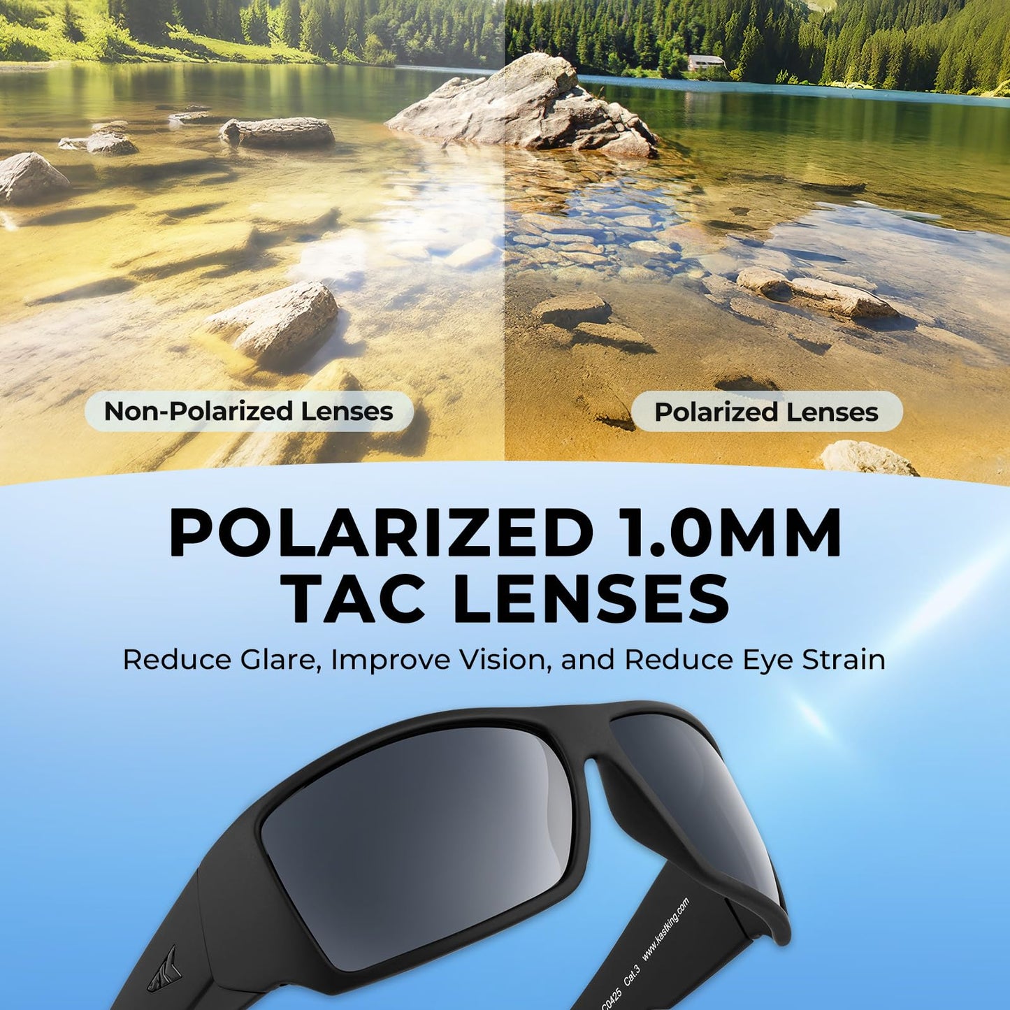 KastKing Iditarod Polarized Sport Sunglasses,PuriVex Protective Lens Coating Fishing Sunglasses,Ideal for Driving Fishing Cycling and Running,UV400 Protection,Durable Grilamid Frame