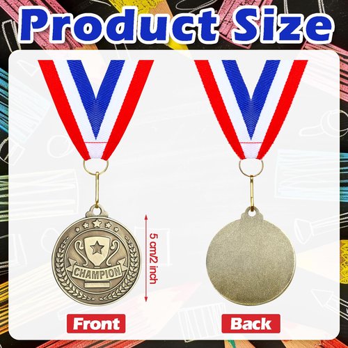 Remuuly 30 Pcs Gold Medals Bulk 2'' Basketball Soccer Baseball Volleyball Football Lacrosse Kickball Cheer Bowling Trophy Medals for Awards for Sports Participation Winner Gift(Gold,Champion)