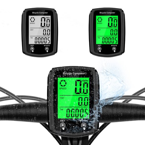 Hilceriy Bike Computer and Bicycle Odometer Wired MPH KM/H Bike Speedometer with Automatic Wake-Up Cycling Speed Tracker LCD Display & Single Mileage & Multi-Functions & Calories Statistics