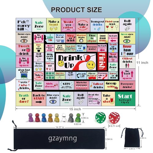 gzaymng Drinking Board Games for Adults, Leather Mat Drinking Board Game, Hilarious Party Games for Bachelorette, Tailgate Night (2-8 Players, Age 21+) (Multicolor)