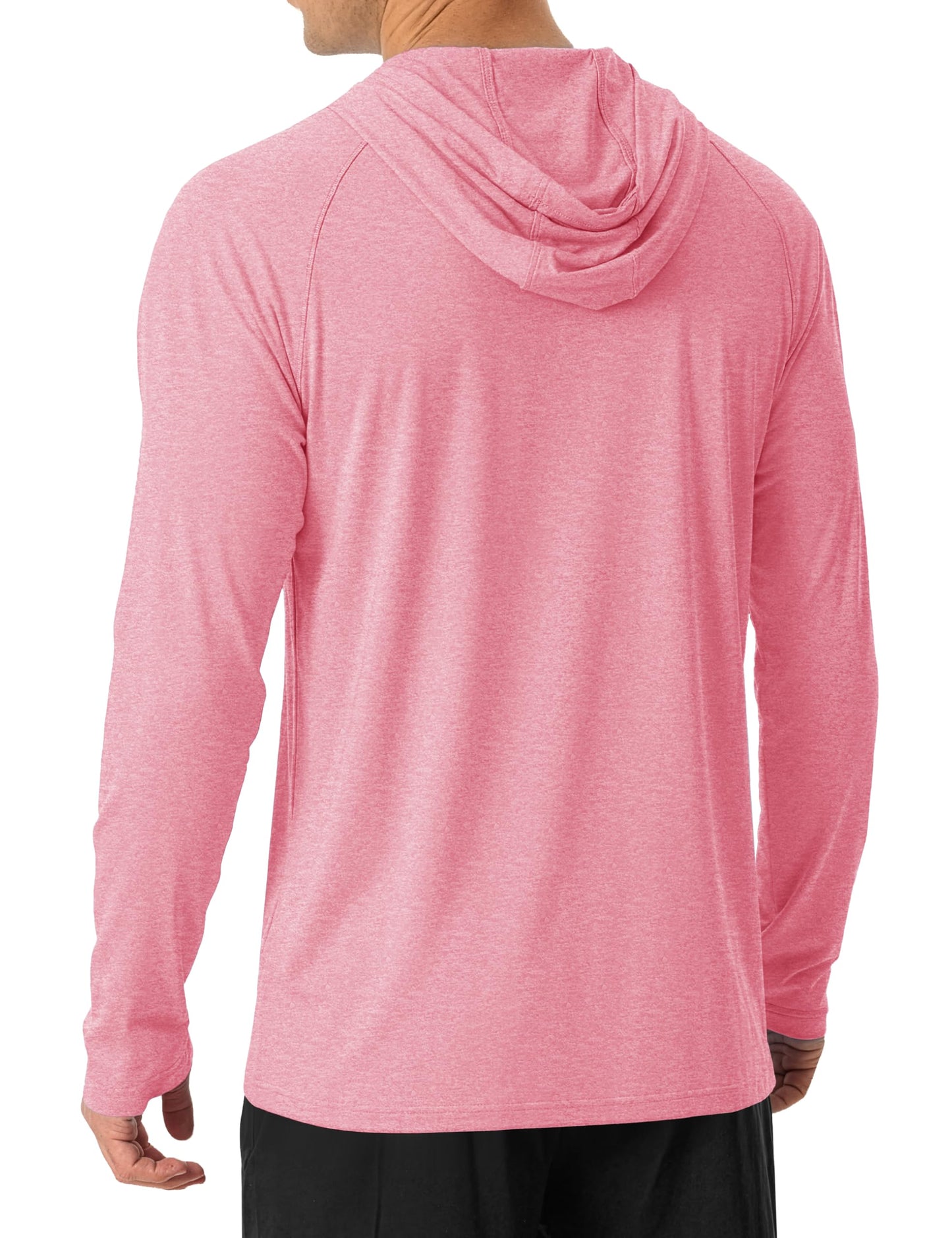 MAGCOMSEN UV Shirts for Men Long Sleeve SPF Sun Protection Hooded Shirt Lightweight Swim Fishing Athletic Tshirt for Summer Pink, S