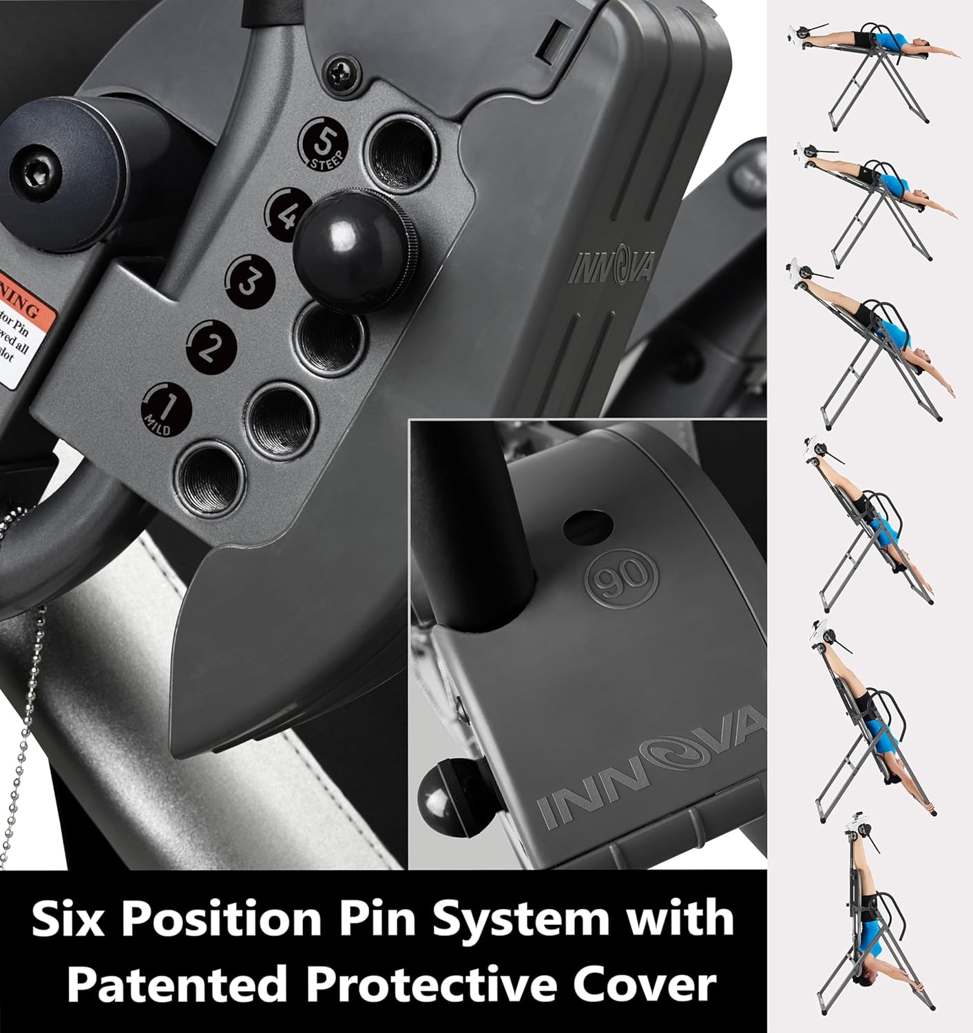 Innova Inversion Table with Adjustable Headrest, Reversible Ankle Holders, and 300 lb Weight Capacity